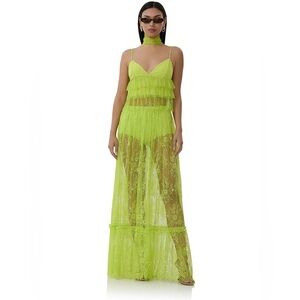 AFRM Allegra Lace Skirt in Lime Punch